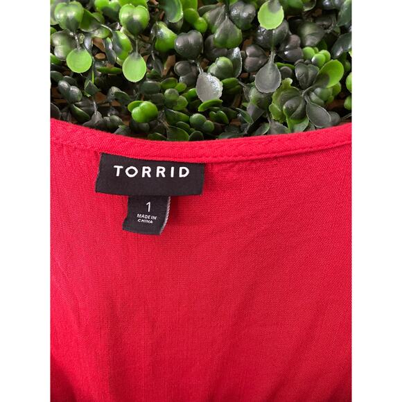 Torrid Baby doll Rayon Slub / Lace Inset Smocked Tiered Top, Women’s Size 1 XL - Picture 5 of 7